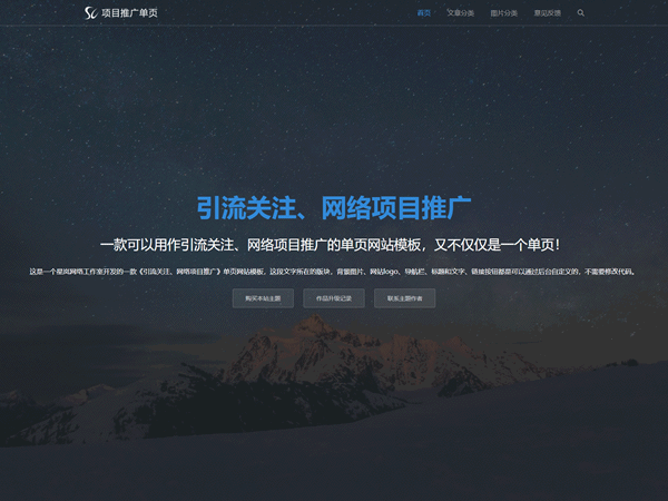 引流关注、网络项目推广单页网站模板